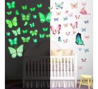 64Pcs Butterfly Decal Stickers, Small Glow in The Dark Stickers for Ceiling, Luminous Sticker Glow in The Dark Butterfly Wall Sticker for Kids Bedrooms