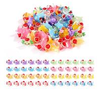64pcs Christmas Miniature Axolotl Ornament, Mini Axolotl Resin Charms Little Axolotl Tiny Animals Ornament Toy for Jewelry Making Garden Landscape Dollhouse Decorations (Solid Color + Luminous)