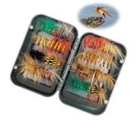 64Pcs Fly Fishing Assorted Flies for Trout Bass Salmon with Magnetic Box