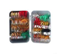 64pcs Freshwater Fly Lures Assortment Nylon Hooks | Nylon construction, mixed colors, assorted sizes, dry wet nymphs, streamers terrestrials leeches