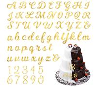 64Pcs Gold Acrylic Cake Topper, Acrylic Cake Alphabet Numbers Toppe, Mirror Number 0-9 and Alphabet A-Z Personalized DIY Custom Cakes Topper for Birthday Party Supplies