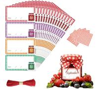 64Pcs Jam Labels for Jars, Self Adhesive Premium Labels with Red Vintage Paper Doilies Red String, am Jar Labels & Covers for Canning Jars, Homemade Preserves & Gift Wrapping