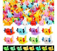 64Pcs Luminous Mini Resin Axolotl 8 Colors Glow in The Dark Small Little Resin Axolot to Hide Bulk Miniature Plastic Animal Figures for Micro Landscape Dollhouse Fairy Garden Aquarium Potted DIY Decor