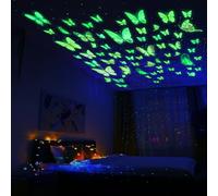 64Pcs Luminous Stickers Glow in The Dark Butterfly Wall Stickers Small Glow in The Dark Sticker Butterflies for Boys Girls for Kids Bedrooms, Kids Butterfly Wall Decor Green