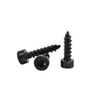 64pcs M2×12mm Hex Socket Cap Head Self-Tapping Screw, 8.8 Grade Carbon Steel, Black - for Wood, Plastic & Metal - Furniture, Machinery, DIY Toolbox Use