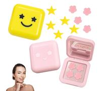 64Pcs Pimple Patches Stars, Cute Pimple Patches with Pimple Patch Mirror Box, Star Pimple Patche, Stars Spot Patche and Reduce Redness for Face and Skin(Yellow+Pink)