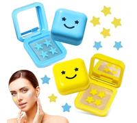 64Pcs Pimple Patches Stars,Hydrocolloid Star Pimple Patches,Cute Star Spot Patches for Face and Skin,Star-Shaped Pimple Patch for Skin Care,Comes With 2 Smiley Face Mirror Box(Yellow+Blue)