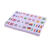 64pcs Portable Flag Mahjong Board Game Set for Two Players, Melamine | Memory Matching Play, Compact Travel Size, Family Gatherings, Coffee Table Entertainment, Ages