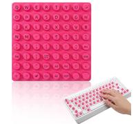 64PCS Raised Keyboard Stickers for Long Nails, Pink Keyboard Bubbles Covers with Letters, No-Residue Reusable Easy to Apply Nail Art Typing Keycap for Desktop External Keyboards, Calculators