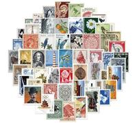 64Pcs Retro Postmark Stickers Laptop Car Scrapbook Phone Skateboard Suitcase Luggage Bike Postmark Stickers Vinyl Waterproof Aesthetic Personalised Stickers for Teens Boys Girls Adults