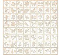 64Pcs Reusable Flower Stencils for Painting, 3-Inch Flower Leaf Animal Plant Stencils Set for DIY Painting Crafts Drawing on Furniture Scrapbooking Card Wall Wood Floor Textile Decoration