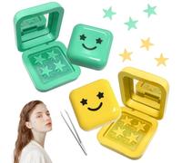 64PCS Star Pimple Patches with Tweezers, Clear Spot Stickers for Face Care, Pimple Patches Cute Design for Acne and Blemishes, Gentle Spot Dots to Skin Redness Smooth Skin Green Yellow Tone