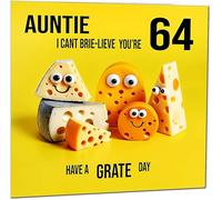 64th Aunts funny Birthday Card for Aunt - Cheese Pun Funny Aunties Birthday Card for 64 Year old sixty four, sixty fourth