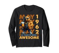 64th Birthday Bear Beer May 1962 Vintage 64 Years Old Long Sleeve T-Shirt