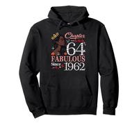 64th Birthday Black Queen Chapter 64 Fabulous Since 1962 Pullover Hoodie