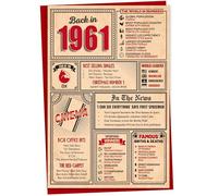 64th Birthday Card - Back in 1961 In This Year Card, Greeting for Men and Women, Birthday Cards for Women, Celebration Gifts Men, 64th Anniversary Cards, A5