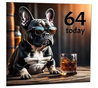 64th Birthday Card - Cool French Bulldog - Funny 64th Birthday Card for Dad, Mens sixty four, sixty fourth, Grandad, Uncle