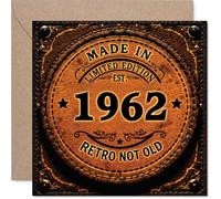 64th Birthday Card for Women Men - Retro Not Old - Happy 64 Birthday Cards for Friend Uncle Grandma Cousin Nanny Sister, 145mm Bday Greeting Cards