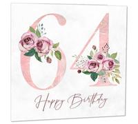 64th Birthday Card for Women - Floral 64th Birthday Cards for 64 year old woman sixty four, sixty fourth Ladies Nan Grandma Mum Aunt Sister Mom Friend