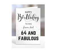 64th Birthday Card From Dad, For, Son, Daughter, Step, Bonus, Adopted, Foster, Boy, Girl, Child, Daddy, 64 years, and Fabulous, A5-354a_64