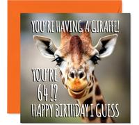 64th Birthday Cards for Men Women - Having a Giraffe - Happy Birthday Card for 64 Year Old Man Woman Cousin Nanny Grandma Uncle, 145mm Bday Greeting Cards