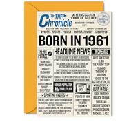 64th Birthday Cards for Women Men - Born In 1961 Newspaper - Happy 64 Birthday Card for Grandma Grandad Nan Vintage Retro Back In 1961, 5x7 Inch Bday Greeting Cards