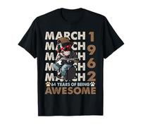 64th Birthday Dog Lover March 1962 Vintage 64 Years Old T-Shirt