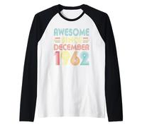 64th Birthday Idea Awesome Since December 1962 64 Years Old Raglan Baseball Tee