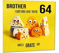 64th Brother Birthday Card - Cheese Pun Funny Brothers Birthday Card for 64 Year old sixty four, sixty fourth
