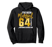 64th wedding anniversary for couple 64 Year Wedding Marriage Pullover Hoodie