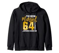64th wedding anniversary for couple 64 Year Wedding Marriage Zip Hoodie
