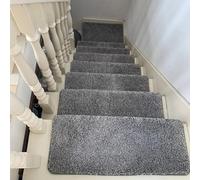 65 * 24 * 3CM Soft Shaggy Carpet Stair Treads Hand Wasfable Mats/Rugs Indoor Safe Soft Stair Carpet for Elders Dogs Self Adhesive Adsorption Increased Grip (Style 8,15PCS)