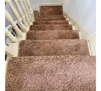 65 * 24 * 3CM Soft Shaggy Carpet Stair Treads Hand Wasfable Mats/Rugs Indoor Safe Soft Stair Carpet for Elders Dogs Self Adhesive Adsorption Increased Grip (Style 1,10PCS)