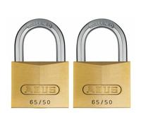 65/50mm Brass Padlock Twin Pack Carded