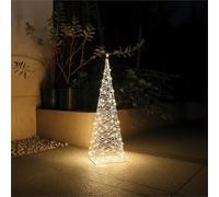 65.5CM Pyramid LED Christmas Light Tower with 200 Warm White LEDs Festive Outdoor Decoration with 5M Cable Weather-Resistant Pyramid-Shaped Holiday Display
