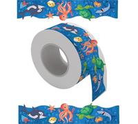 65.6feet/Roll Bulletin Board Border for Classroom Decoration Scalloped Rolled Border Trim with Animal Pattern Teaching Aid
