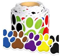 65.6Ft Paw Print Bulletin Board Borders, Colorful Dog Paw Theme Die Cut Trim Border Roll Pet Prints Bulletin Board Trim for Home Office Back to School Classroom Chalkboard Wall Decor