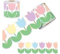 65.6ft Spring Tulip Border, Holographic Pastel Trim, Die-Cut Floral Decor for Chalkboards & Classrooms