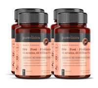 65 Billion CFU Probiotic Supplement x 360 Capsules (4 Bottles of 90) - 14 Strains with Prebiotics & Postbiotics - 12 Month's Supply