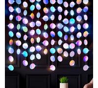 65 Feet Iridescent Circle Paper Garland, Reflective Shiny Dot Party Banners, Double-Sided Metallic Bunting Hanging Decorations, Wall Iridescent Backdrop For Birthdays Weddings Disco Parties
