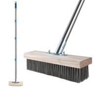 65 Inch Heavy Duty Wire Broom with Long Handle - 12" Stiff Metal Bristle Scrub Brush for Patio, Deck & Garden - Adjustable Stainless Steel Pole, Outdoor Floor Cleaning Brush for Moss, Algae & Weeds