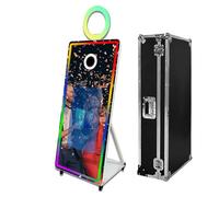 65 Inch Portable Magic Mirror Photo Booth,32 Inch Touch Screen Mirror Photo Booth with RGB Light,Selfie Photo Booth with Flight Case (White, 65 inch(32''Screen))