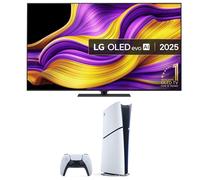 65" LG G5 OLED evo AI 4K HDR Smart TV 2025 (OLED65G56LS) & PlayStation 5 Digital Edition Bundle, Silver/Grey