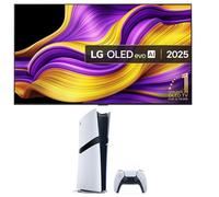 65" LG G5 OLED evo AI 4K HDR Smart TV 2025 (Wall Mount Version, OLED65G54LW) & PlayStation 5 Pro Bundle, Silver/Grey