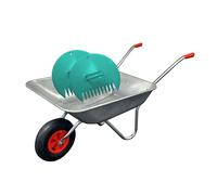 65 Litre Galvanised Wheelbarrow & Leaf Grabber Set simpa Metallic Silver One Size