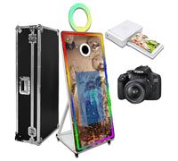 65'' Magic Mirror Photo Booth with Camera and Printer Movable 32in Touch Screen Photobooth Machine with Flight Case for Wedding