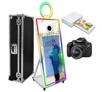 65'' Magic Mirror Photo Booth with Camera and Printer Movable 43in Touch Screen Photobooth Machine with Flight Case for Wedding