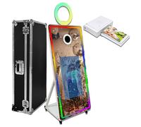 65'' Magic Mirror Photo Booth with Printer Movable 32in Touch Screen Photobooth Machine with Flight Case for Events Parties