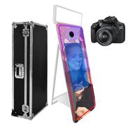 65'' Mirror Photo Booth,32'' Interactive Touch Screen with Square Light and RGB Light,Built-in Mini PC,Magic Mirror Photo Booth for Events (White, 65 inch(32''Screen)+Camera)