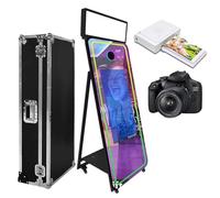 65'' Mirror Photo Booth,32'' Interactive Touch Screen with Square Light and RGB Light,Built-in Mini PC,Magic Mirror Photo Booth for Events (Black, 65 inch(32''Screen)+Camera+Mini Printer)